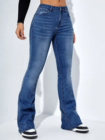 Women's Slim-fit Jeans Pants With Flared Design Fashion Casual High Waist Stretch Trousers thumbnail 1