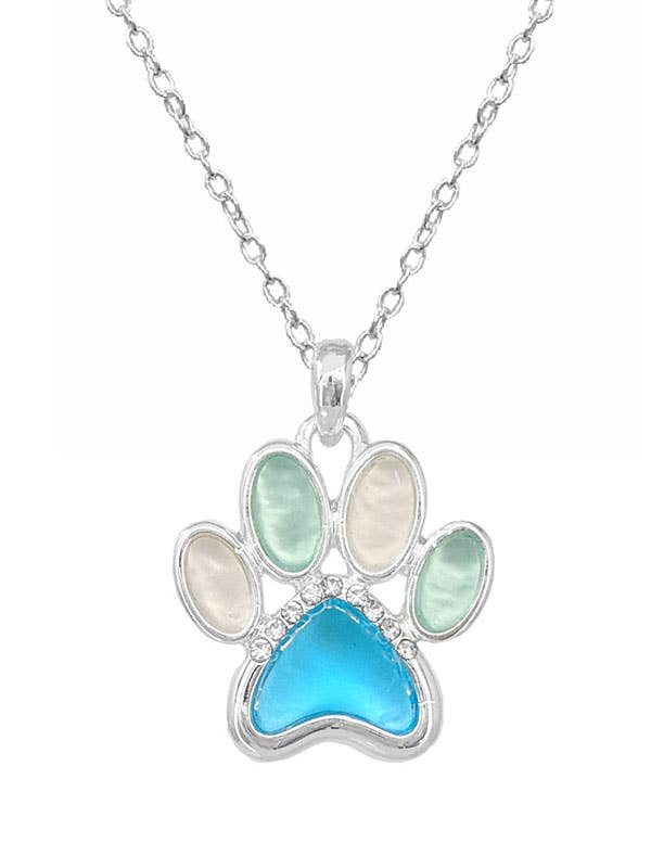 ( W624 )  SEALIFE THEME SEAGLASS PENDANT NECKLACE - PAW