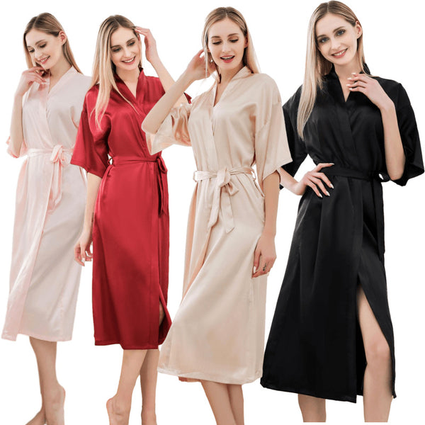 Satin Kimono Robe Long
