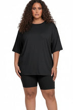 Plus Size Loose Fit Top & Biker Shorts Set