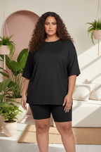 Plus Size Loose Fit Top & Biker Shorts Set