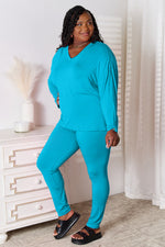 Basic Bae Full Size V-Neck Soft Rayon Long Sleeve Top and Pants Lounge Set thumbnail 13