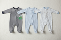 Baby Sleepers Flat Lay - Dino Stripe, Blue Ribbed, Bunny