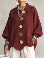 Button-down Cardigan Women's Fall Winter Lapel Button Knitted Jacket Long Sleeve Loose Fit Sweater Outerwear thumbnail 5