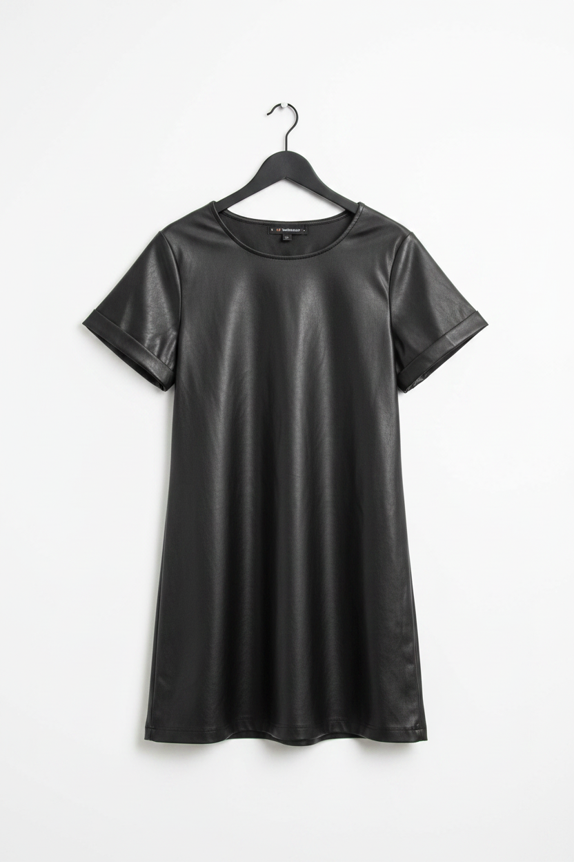 Black faux leather dress - clean product shot