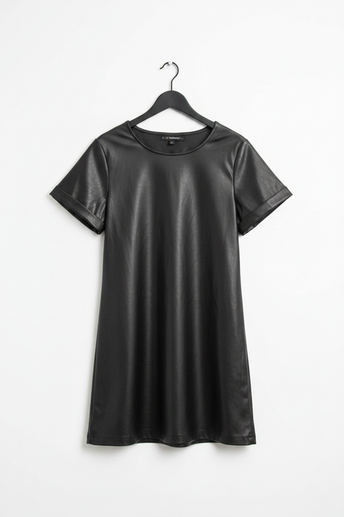 Black faux leather dress - clean product shot