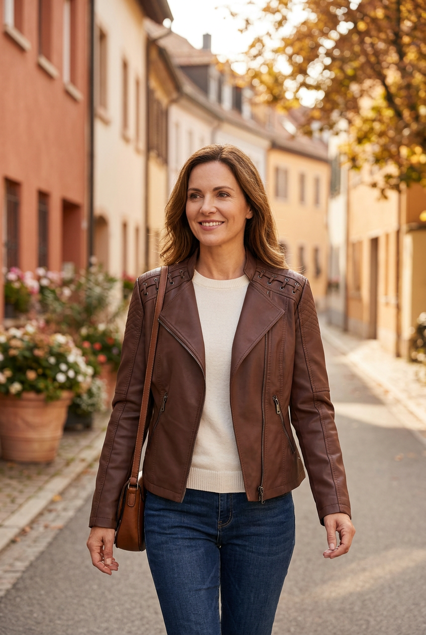 Brown jacket autumn lifestyle visual
