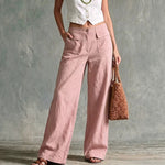 Solid Color Loose Fit Casual Pants - Elastic Waist Trousers thumbnail 6