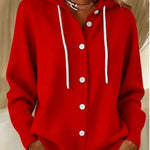 Women's Relaxed Fit Hooded Cardigan - Casual Loose Knit Sweater Jacket for Daily Wear thumbnail 11