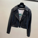 Women's Cropped PU Leather Jacket thumbnail 4