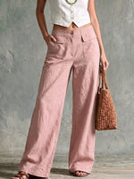 Solid Color Loose Fit Casual Pants - Elastic Waist Trousers thumbnail 3