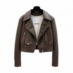 Women's Cropped PU Leather Jacket thumbnail 6