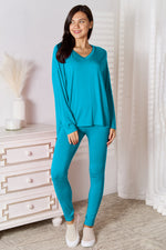 Basic Bae Full Size V-Neck Soft Rayon Long Sleeve Top and Pants Lounge Set thumbnail 11