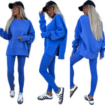 Oversized Sweatshirt & Leggings Set | Crew Neck Long-Sleeve Two-Piece for Women thumbnail 4