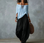 Off-Shoulder Loose Fit Casual Two Piece Outfit with Flare Pants thumbnail 11