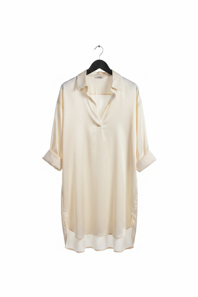 Cream satin shirt - clean product shot