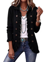 Women's Ruffled Knit Cardigan | Long Sleeve Button-Up thumbnail 9