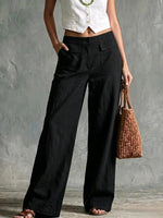 Solid Color Loose Fit Casual Pants - Elastic Waist Trousers thumbnail 10