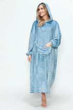 Double Take Full Size Pocketed Hooded Midi Lounge Dress thumbnail 16