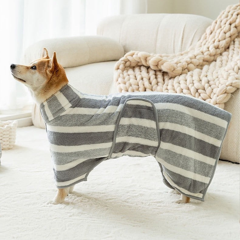et Bath Robe in [Pattern] — Coral Fleece Dog & Cat Bathrobe — TE&A Treasures