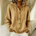 Women's Relaxed Fit Hooded Cardigan - Casual Loose Knit Sweater Jacket for Daily Wear thumbnail 12