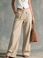 Solid Color Loose Fit Casual Pants - Elastic Waist Trousers thumbnail 12