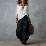 Off-Shoulder Loose Fit Casual Two Piece Outfit with Flare Pants thumbnail 10
