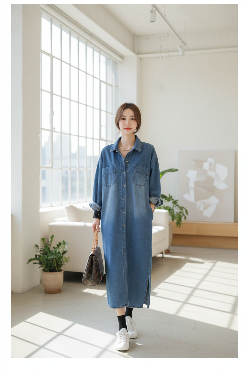 Denim Shirt Dress – Indoor Lifestyle