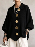 Button-down Cardigan Women's Fall Winter Lapel Button Knitted Jacket Long Sleeve Loose Fit Sweater Outerwear thumbnail 12