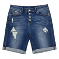 Distressed Denim Bermuda Shorts