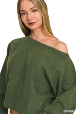 Zenana Boat Neck Balloon Sleeve Sweater thumbnail 8