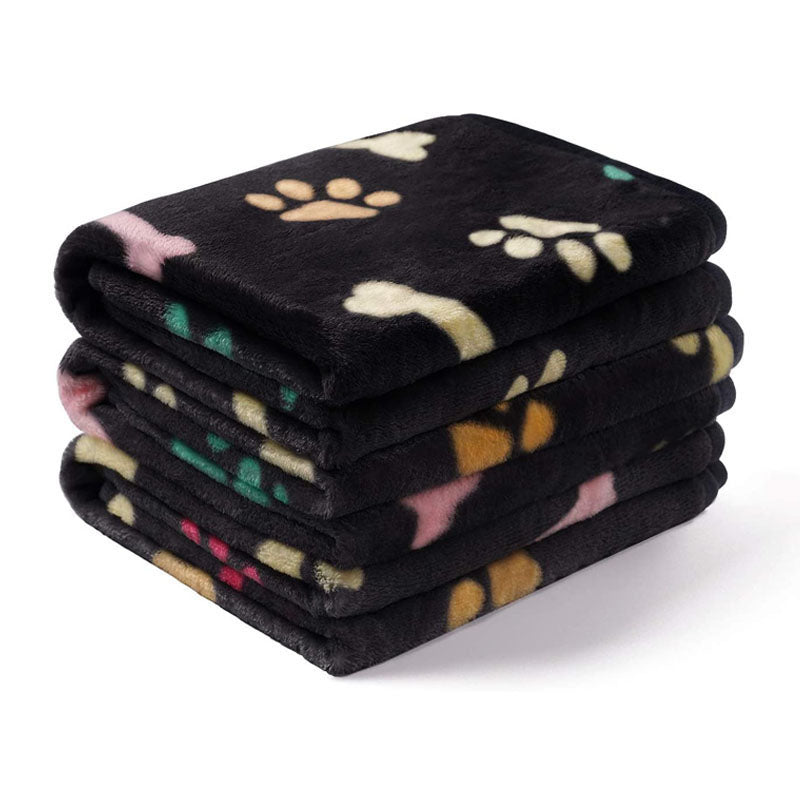 Soft Pet Blanket for Dogs & Cats – Warm Plush Throw with Paw & Bone Print