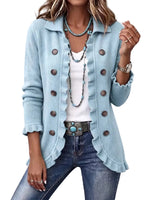 Women's Ruffled Knit Cardigan | Long Sleeve Button-Up thumbnail 10
