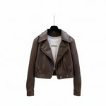 Women's Cropped PU Leather Jacket thumbnail 11