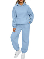 Full Size Kangaroo Pocket Hoodie and Joggers Set Plus Size thumbnail 7