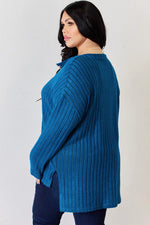 Basic Bae Full Size Ribbed Half Button Long Sleeve High-Low T-Shirt thumbnail 7
