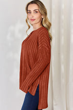 Basic Bae Full Size Ribbed Half Button Long Sleeve High-Low T-Shirt thumbnail 24