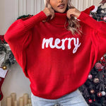Christmas Turtleneck Women's Clothing Autumn And Winter Loose Bat Sleeve Outerwear Knitted Top Women thumbnail 5