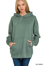 Zenana Oversized Scuba Hoodie with Kangaroo Pocket thumbnail 1
