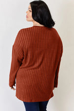 Basic Bae Full Size Ribbed Half Button Long Sleeve High-Low T-Shirt thumbnail 28