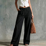 Solid Color Loose Fit Casual Pants - Elastic Waist Trousers thumbnail 4