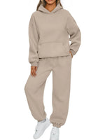 Full Size Kangaroo Pocket Hoodie and Joggers Set Plus Size thumbnail 1