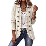 Women's Ruffled Knit Cardigan | Long Sleeve Button-Up thumbnail 7