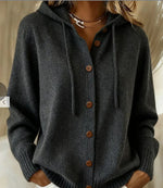 Women's Relaxed Fit Hooded Cardigan - Casual Loose Knit Sweater Jacket for Daily Wear thumbnail 18
