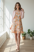 Floral Dress with Pink Bolero