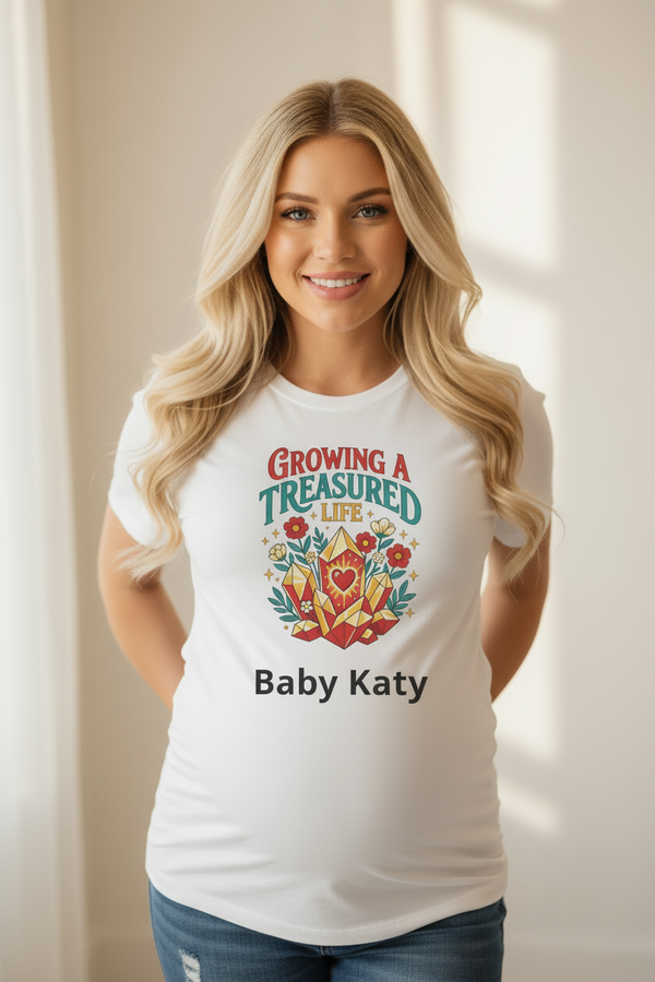 Growing a Treasured Life T-Shirt — Floral Heart & Gem Inspirational Tee