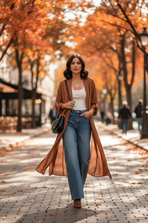 Women's Double Breasted Long Coat | Loose Fit Casual Slit Hem