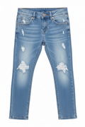 Kids Distressed Skinny Jeans Size 7 - Light Blue