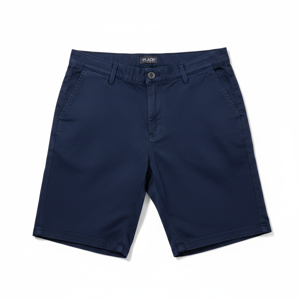 Boys Navy Blue Uniform Chino Shorts - Clean Product Shot