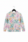 Pastel tie-dye zip-up hoodie on white background